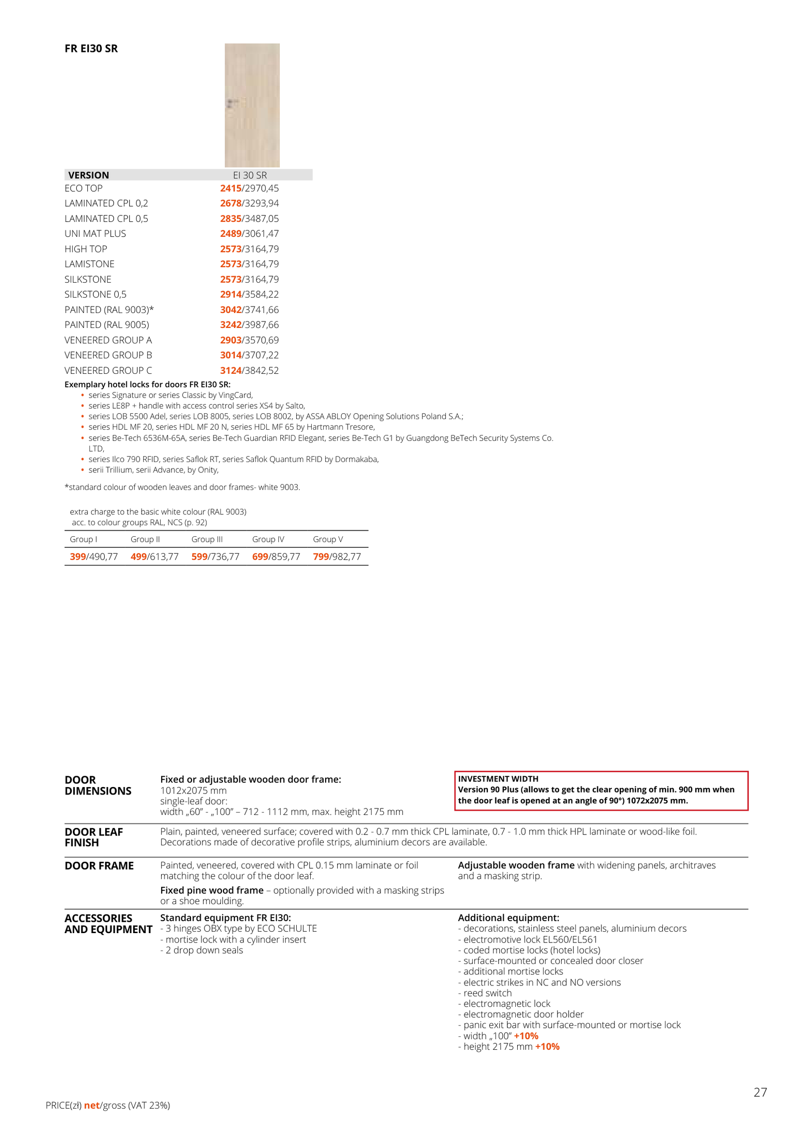 POL-SKONE FR EI30 SR Противопожарные двери